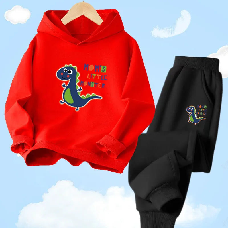 Kids 2pcs Dinosaur Printed Hoodie + Pants Set childrensterritory