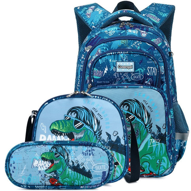 Dinosaur Print Kids Backpack Set with Lunch Box Pencil Case childrensterritory