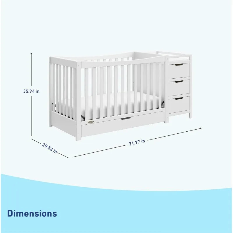 Integrated 4-in-1 Crib and Changer with Drawer for Baby childrensterritory