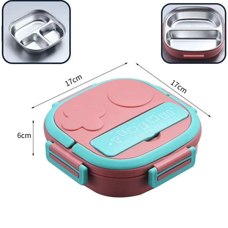 Portable Kids Lunch Box of Stainless Steel for Outings childrensterritory
