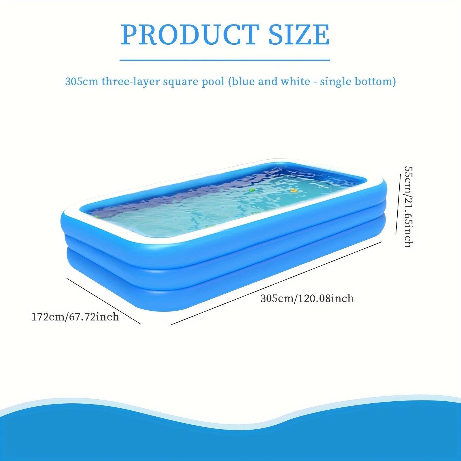 2/3M Big Rectangular Inflatable Swimming Pool for Family
