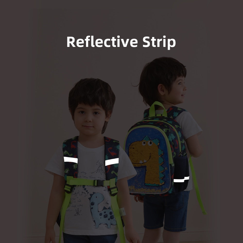Dinosaur Design Reversible Sequins Kindergarten Backpack childrensterritory