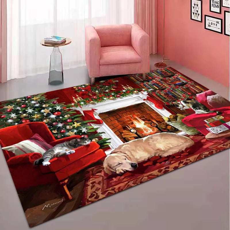 Large Non-Slip Christmas Carpet for Home Decor