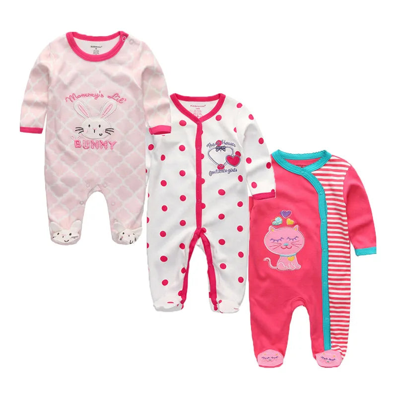 Long Sleeve Overall Printed Baby Zipper Rompers