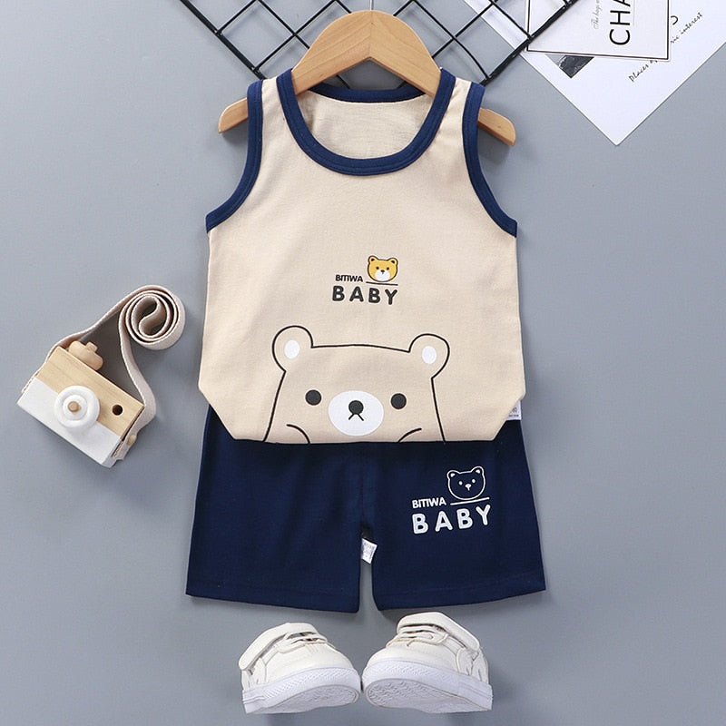 2PCS Cotton T-Shirts and Shorts Set for Toddler Boys Girls childrensterritory