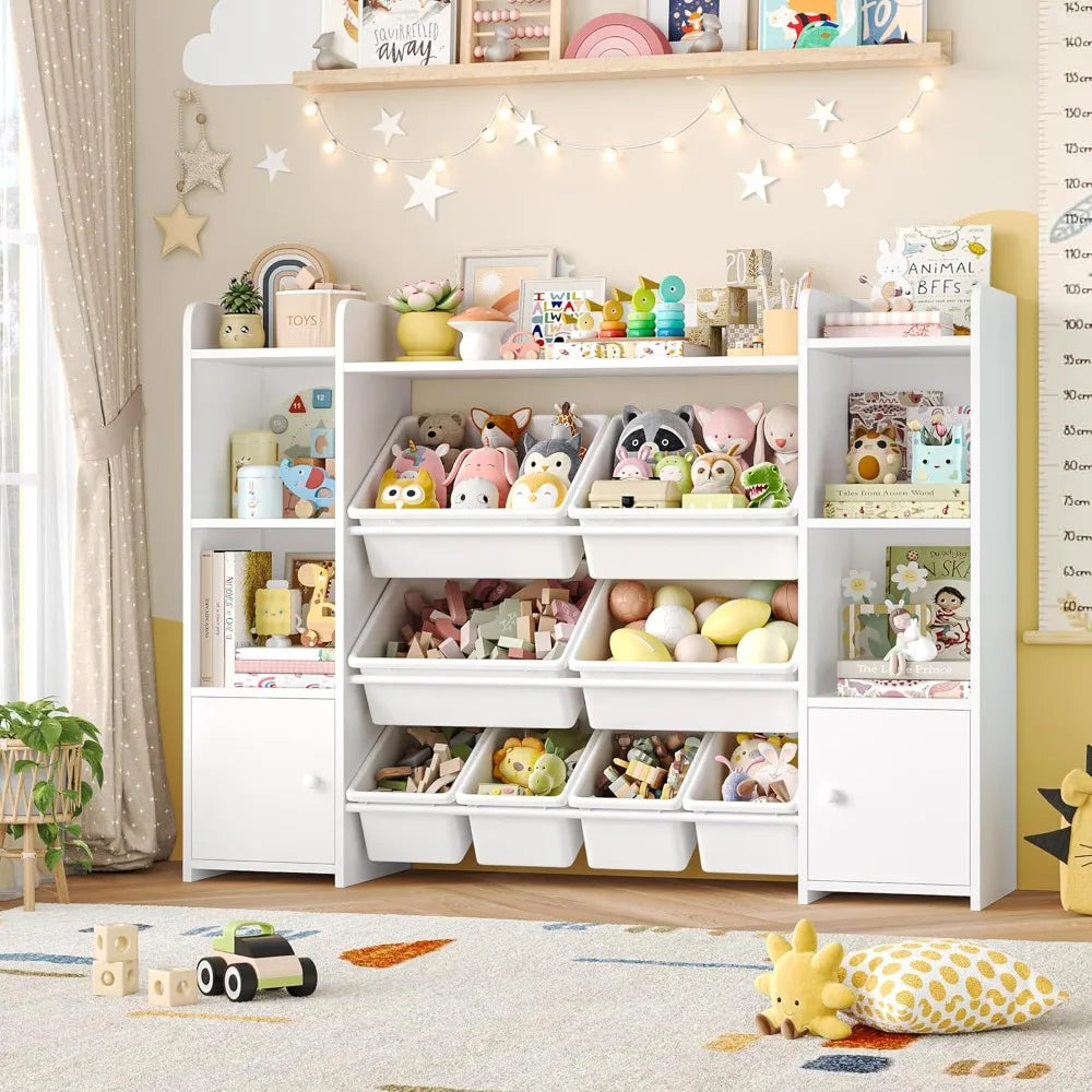 4-Tier Kids Toy Storage Organizer W/8 Removable Bins