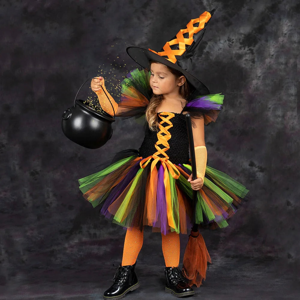 Kids Girls Carnival Vestidos Clothing Set Bag Hat for Halloween