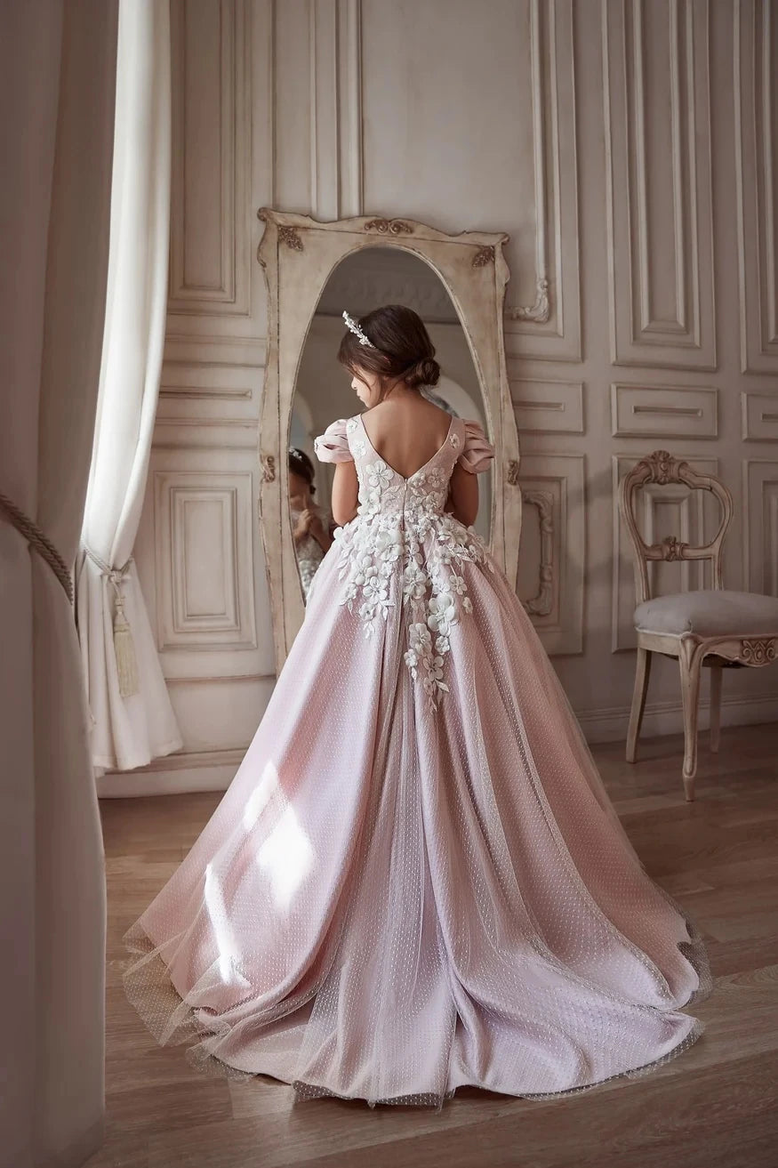 Backless First Communion Luxury Flower Girl Dress