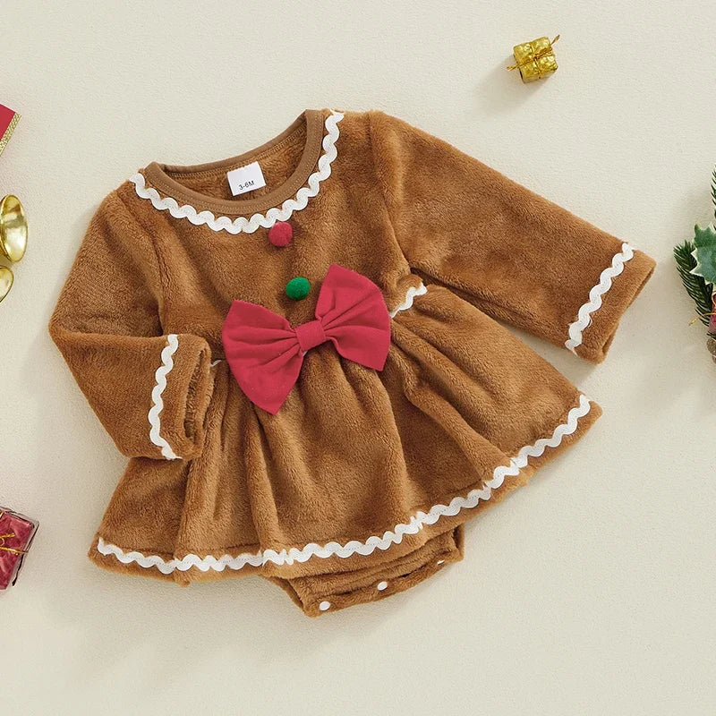Baby Girls Bow Lace Design Winter Dresses
