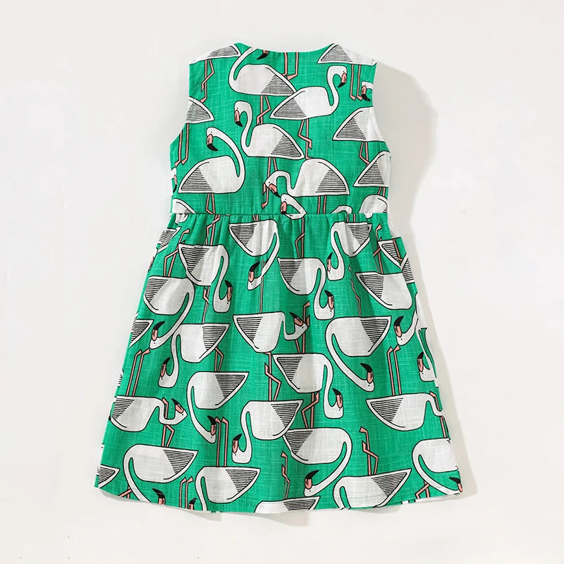 Red-crowned Crane Design Little Girls Sleeveless Dress childrensterritory