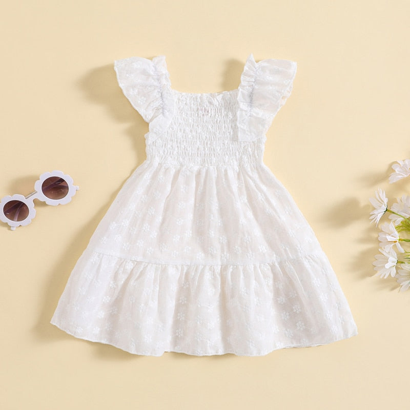 Kids Girls A-line Flower Embroidery Summer Dress childrensterritory