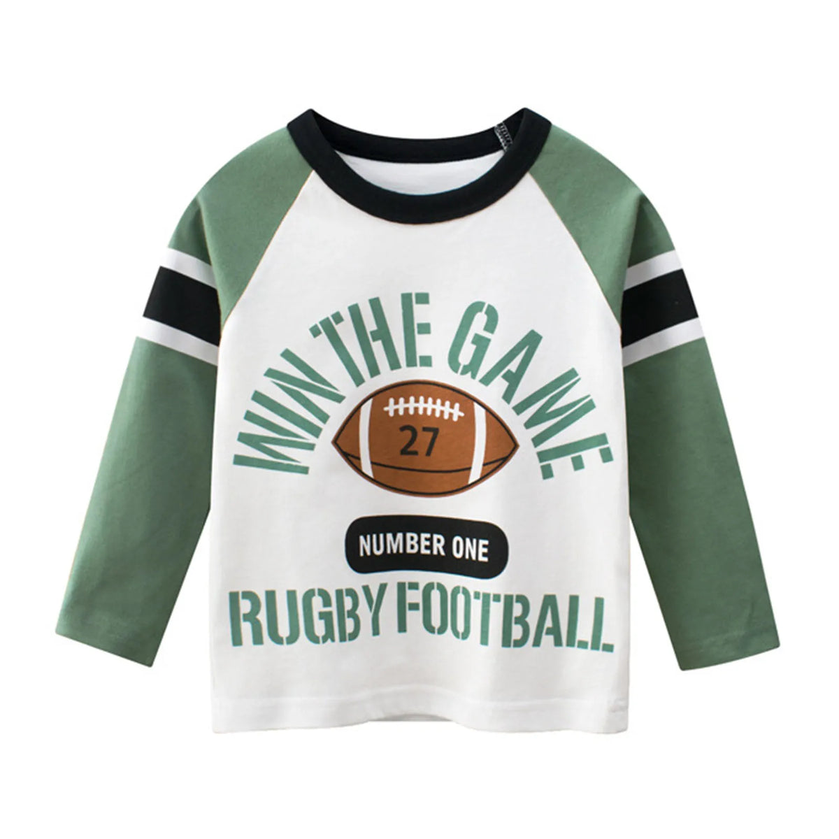 Rugby Letter Print Kids Boys Bottoming Cotton T-shirts