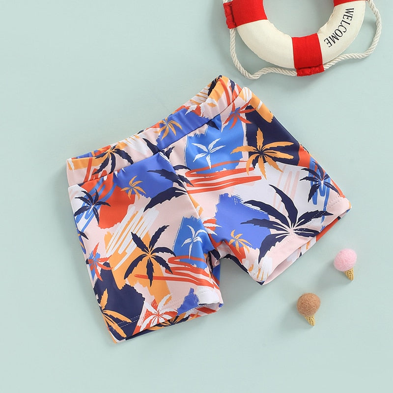 Kids Boys Coconut Tree Print Summer Beach Shorts childrensterritory