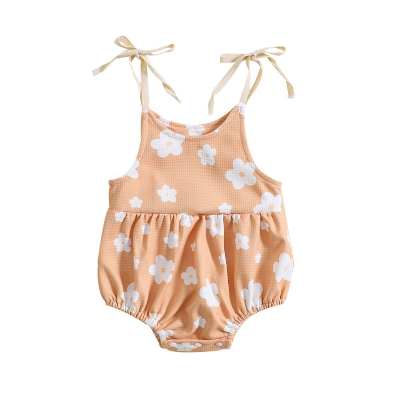 Baby Girl Floral Print Sleeveless Summer Bodysuit childrensterritory