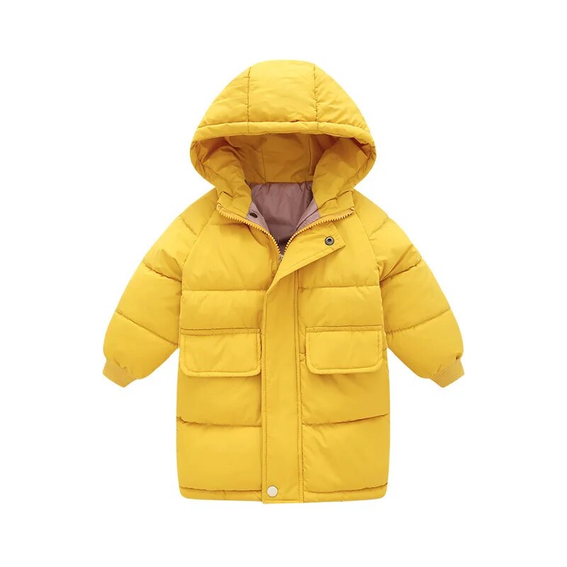Kids Girls Mid-Length Hooded Windbreaker Coats childrensterritory