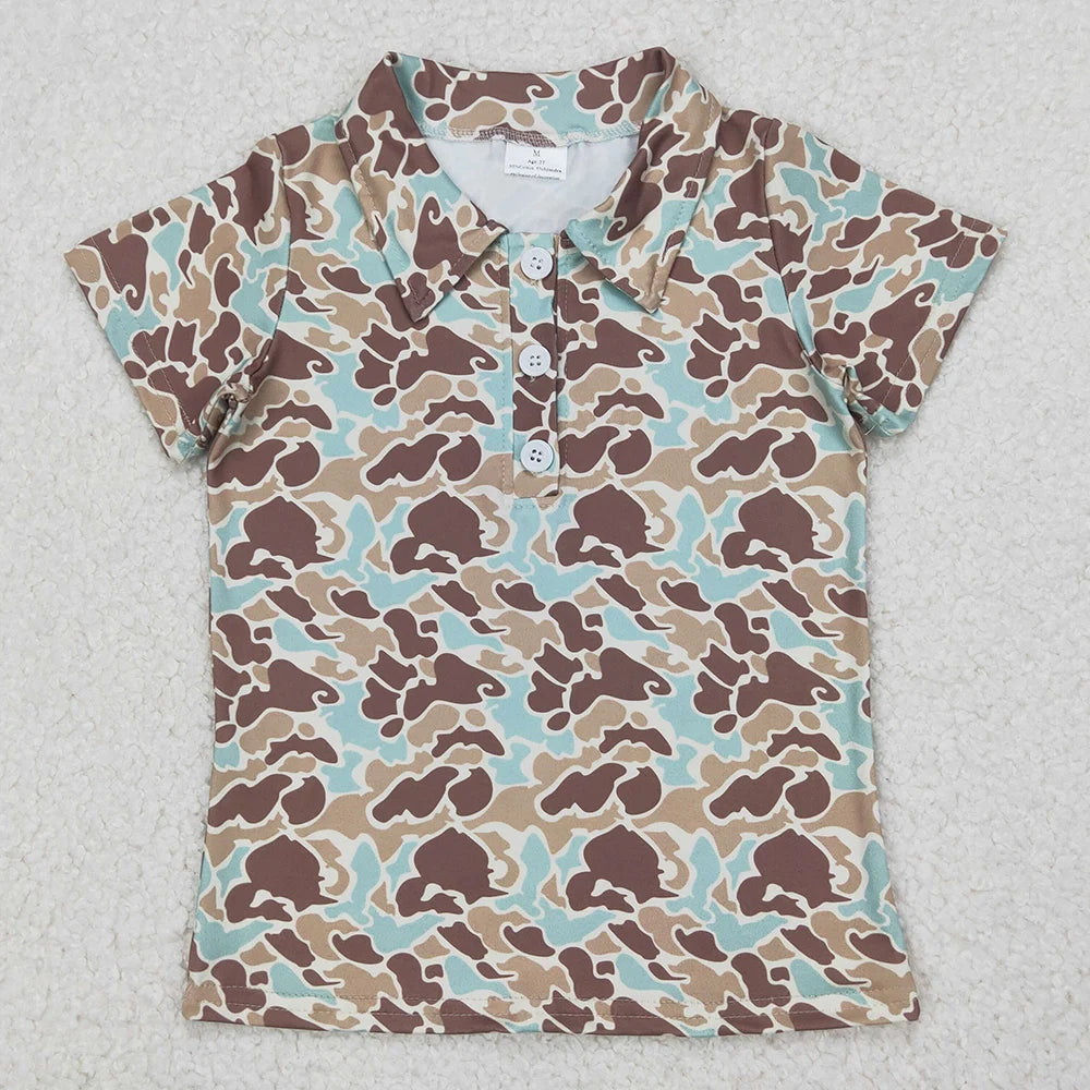 Kids Stylish Printed Boys Short Sleeves Polo T-Shirts for Summer childrensterritory