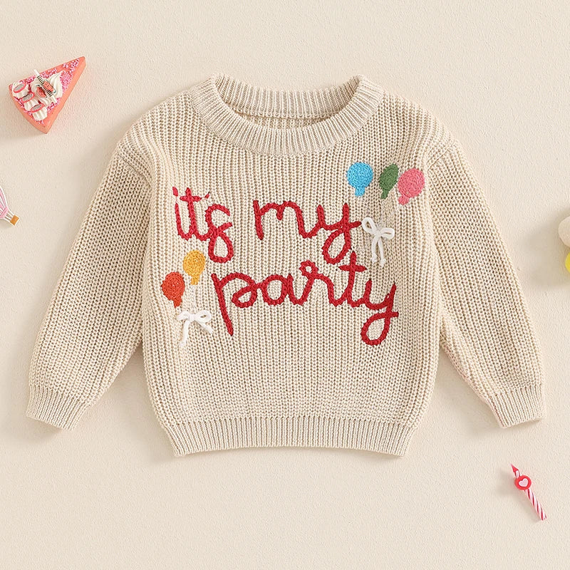 Toddler Girls Letter Print Knitted Warm Autumn Sweaters
