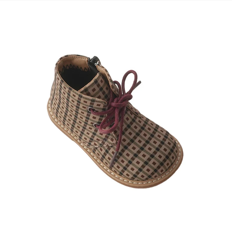 Kids Retro Style Printed Soft-Sole Warm Short Boots childrensterritory