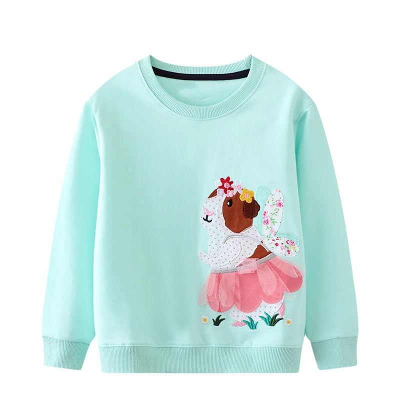 Girls Full Sleeves Flowers Embroidery Casual Sweatshirts childrensterritory