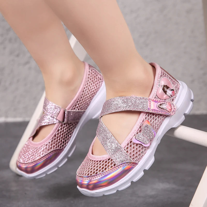 Non-slip Flowers Princess Flat Beach Sandals for Girls childrensterritory