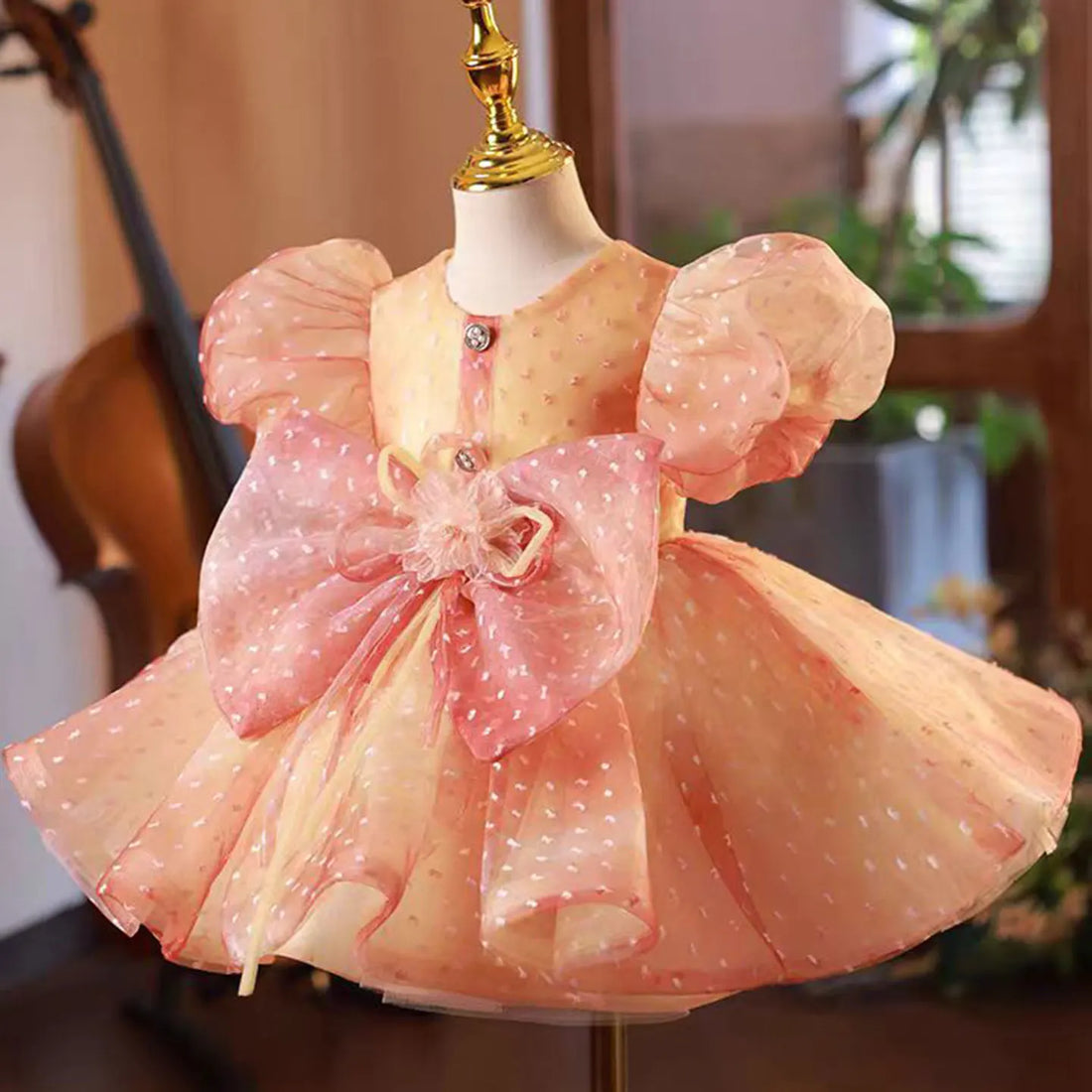 Elegant Bow Design Little Girls Princess Party Dress childrensterritory