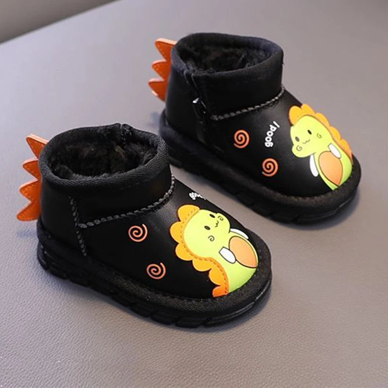 Kids Cartoon Dinosaur Design Warm Snow Boots childrensterritory
