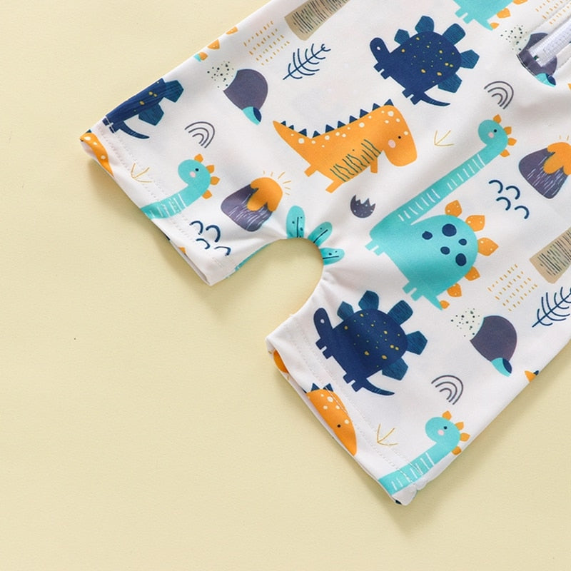 Cartoon Dinosaur Printed Baby/Kids Boys Zipper Swimsuit childrensterritory