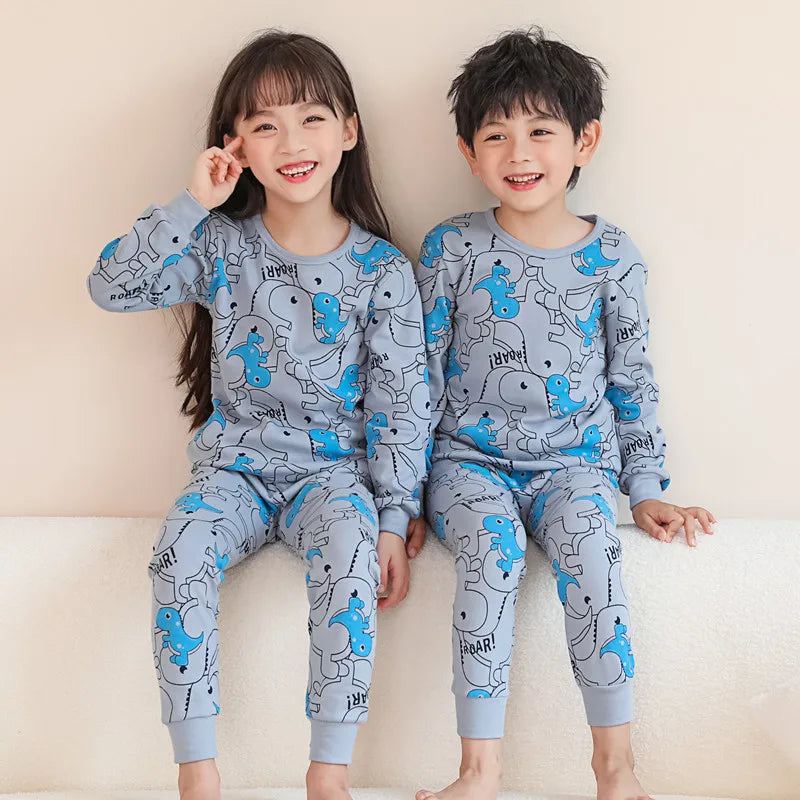 Long Sleeve Cartoon Design Kids Winter Warm Pajamas Sets childrensterritory