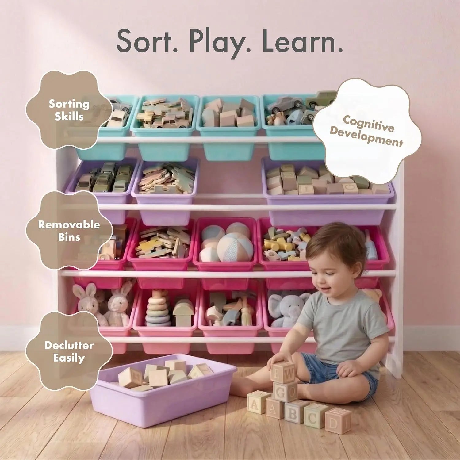 Space-Efficient Toys Storage Metal Shelving Unit