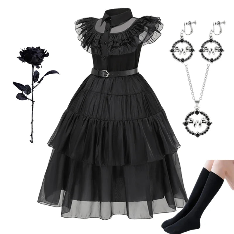 Wednesday Addams Kids Easter Halloween Party Costumes