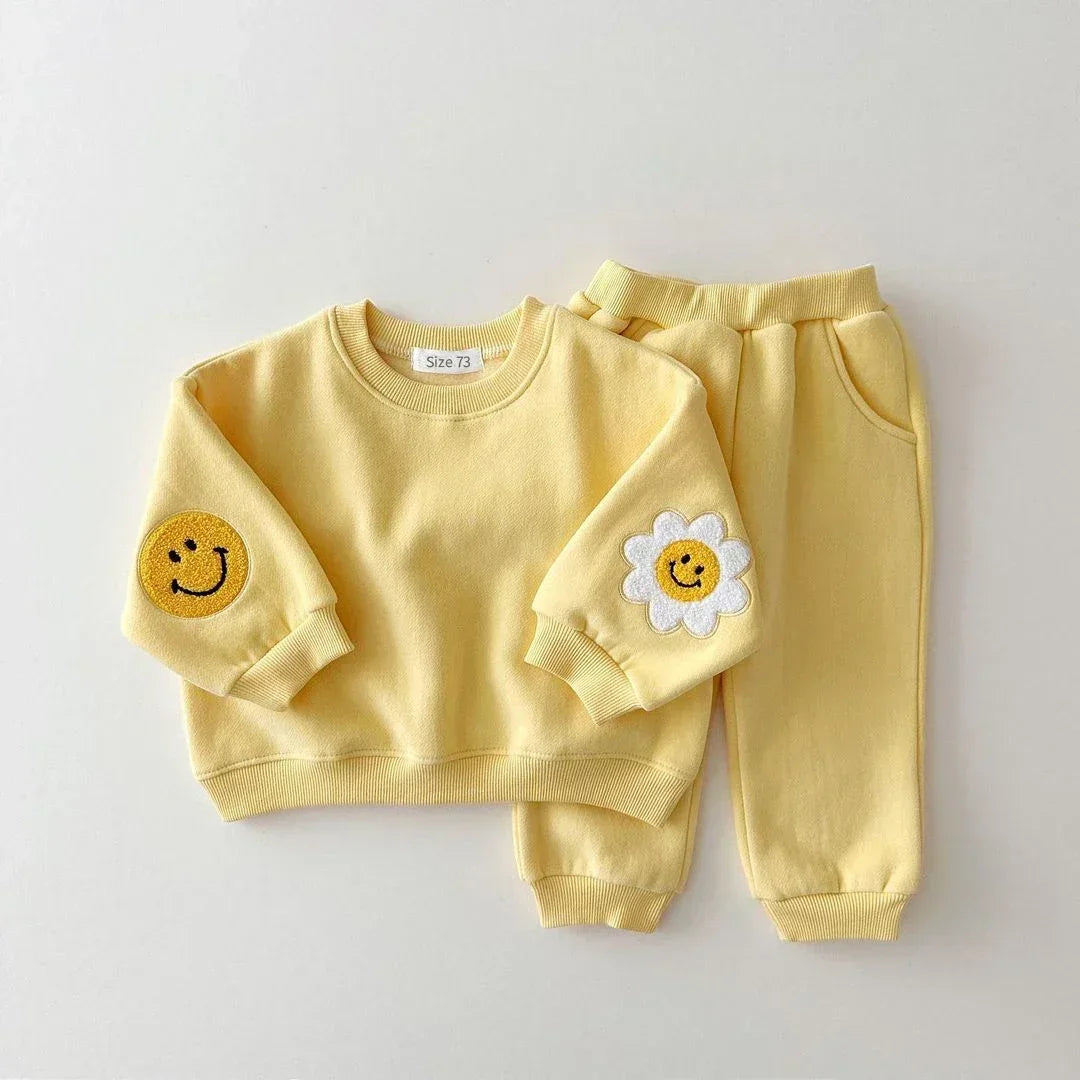 Baby Girls/Boys Patched Sweatshirt + Pants 2pcs Tracksuit