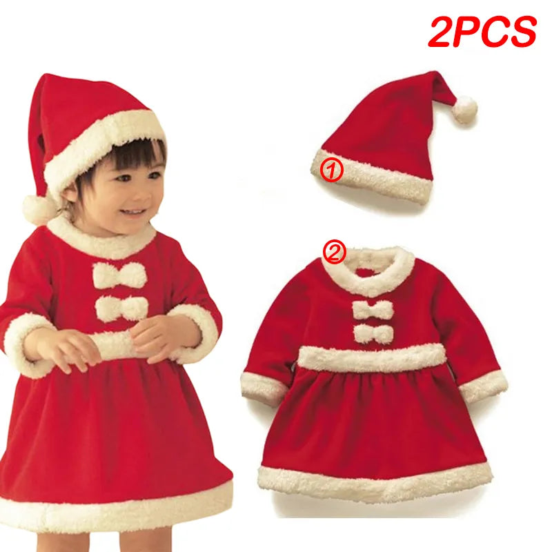 Kids Red Santa Claus Party Dress Set for Christmas childrensterritory