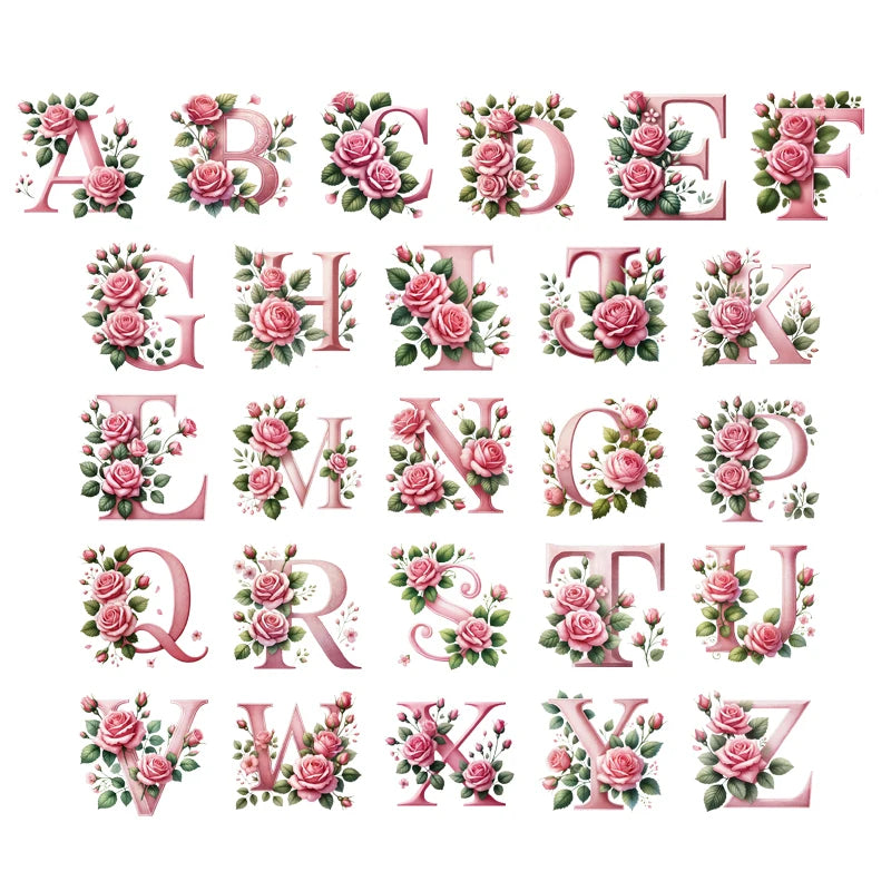 Flower Letter Ironing Transfers Decals For Clothing Diy Appliques