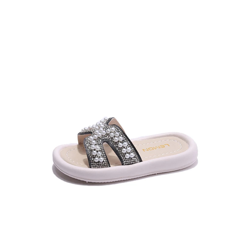 Classic Baby/Kids Girls Pearls Beading Summer Slippers
