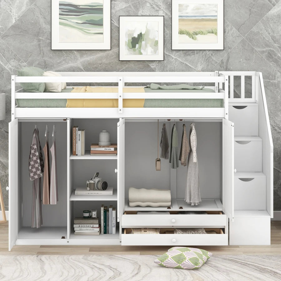 Multipurpose Loft Bed featuring Shelves, Closets, and Storage childrensterritory