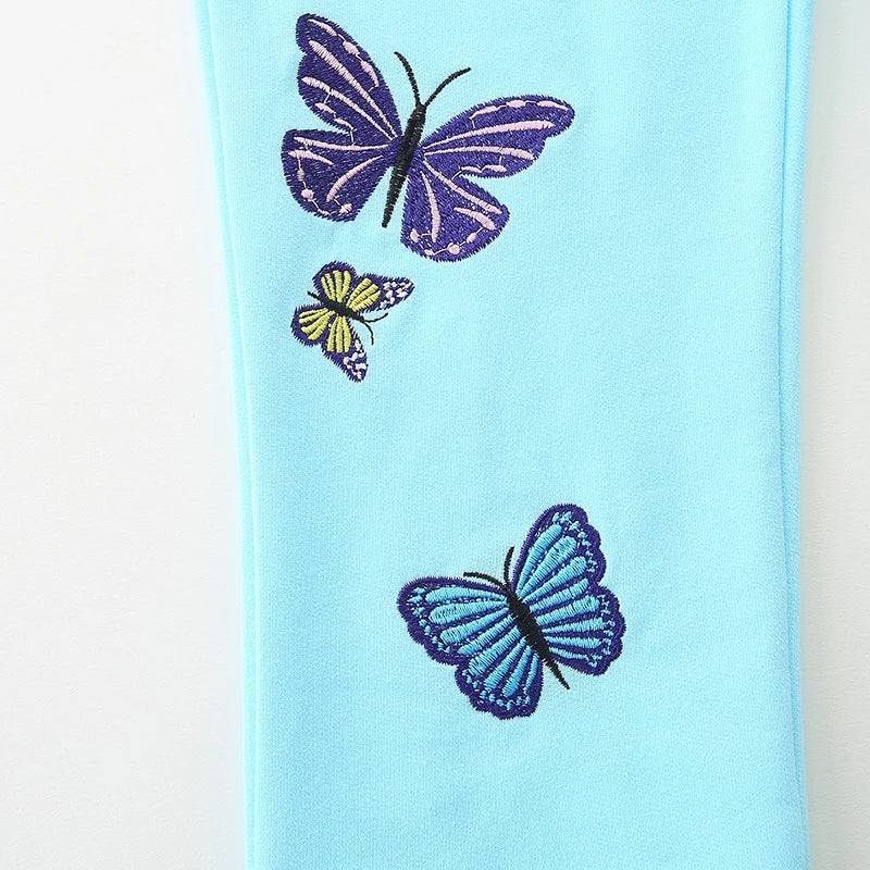 Cartoon Butterfly Embroidery Toddler Girls Warm Trousers childrensterritory