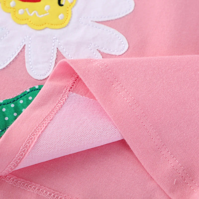 Little Girls Flowers Bees Embroidered Summer Dress childrensterritory