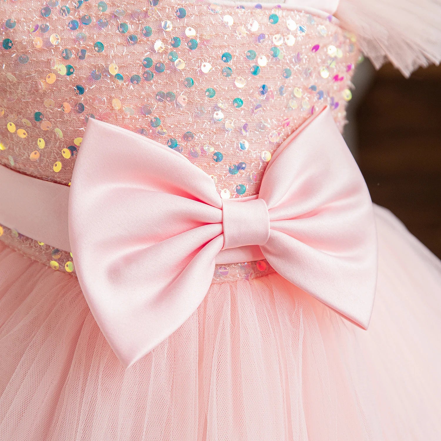 Baby Girls Sequins Fly Sleeves Tutu Wedding Party Princess Outfits childrensterritory