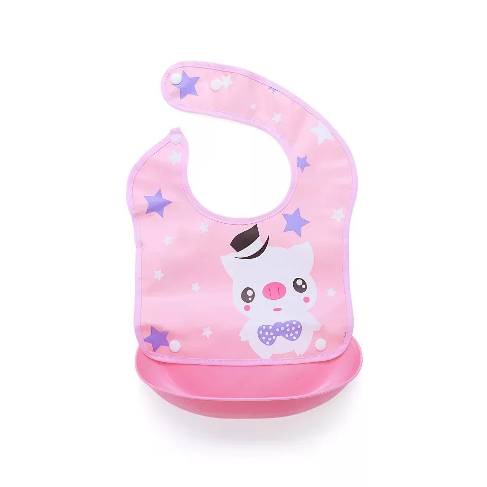 Soft Waterproof Cartoon Printed Adjustable Baby Bibs