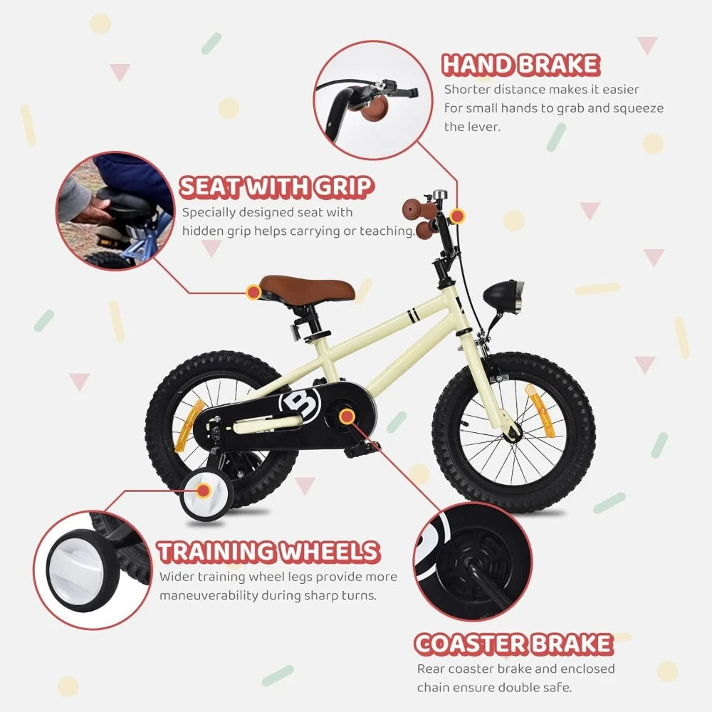 18-inch Kids Bicycle with Headlight & Training Wheels childrensterritory