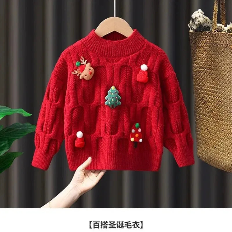 Baby Warm Knitted Cartoon Pattern Sweaters For Christmas childrensterritory