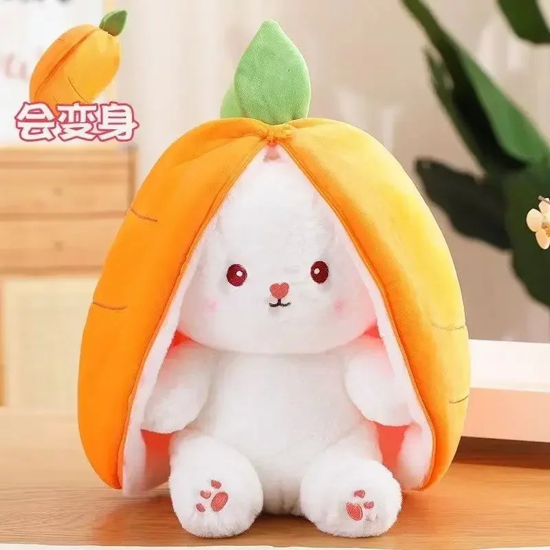Zipper Strawberry Rabbit Doll Plush Toys for Kids