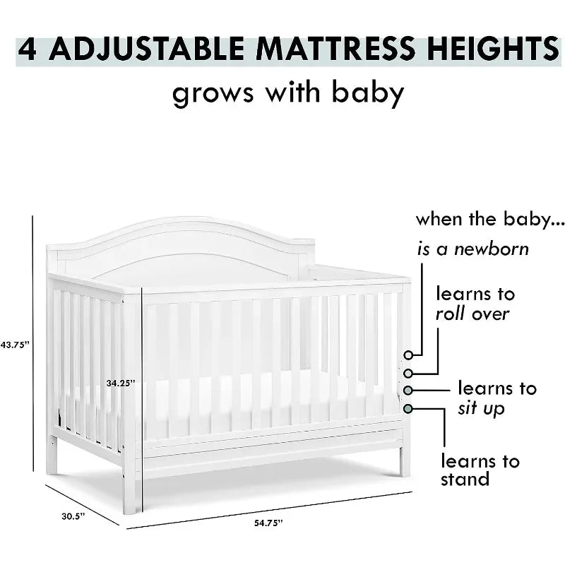4-in-1 Convertible Crib Perfect for Newborn Baby to Big Kids childrensterritory