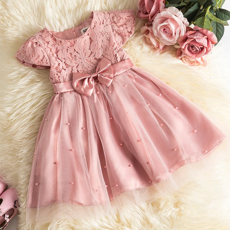 Toddler Girls Bow Design Formal Occasion Tutu Fluffy Gown childrensterritory