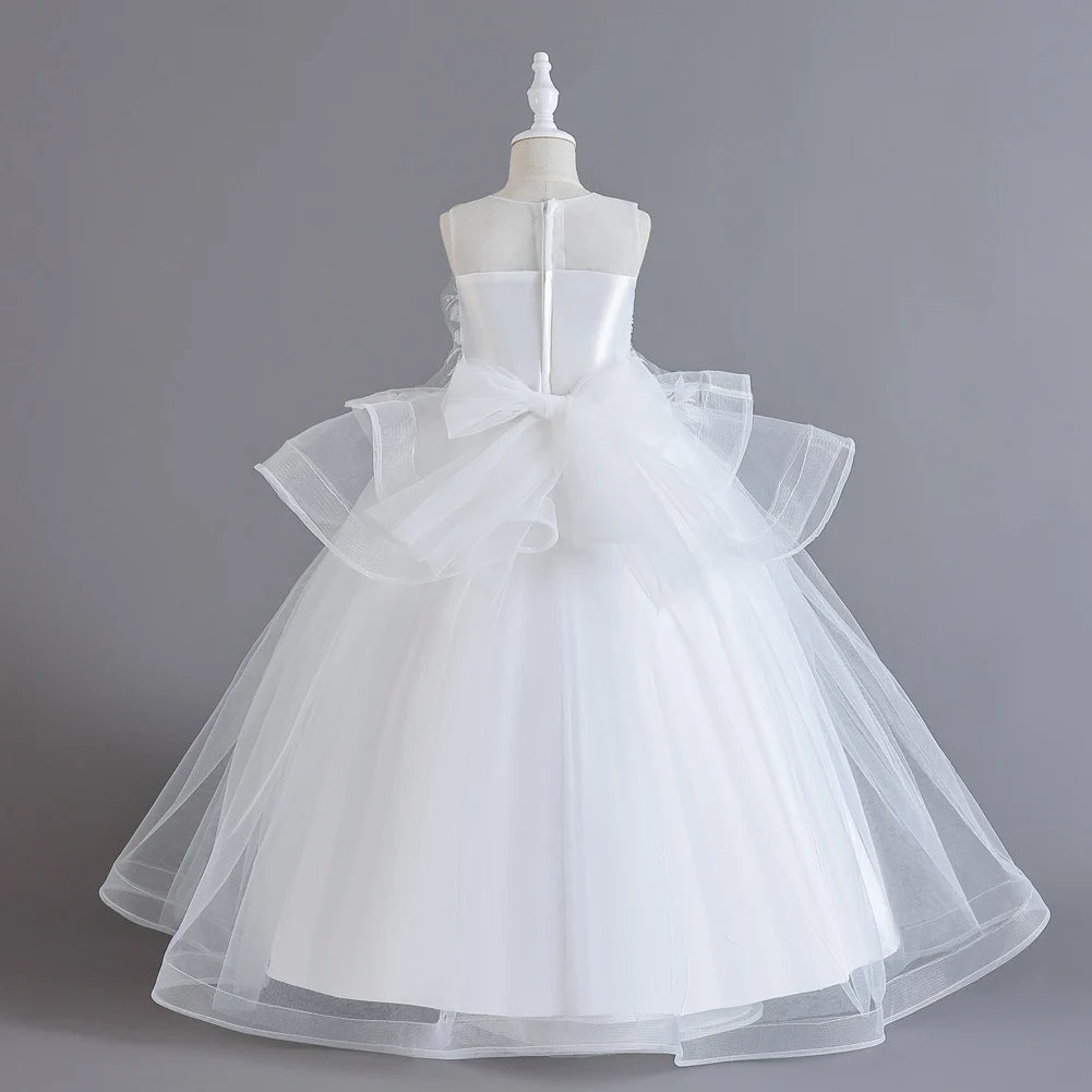 Sleeveless Flower Embroidery Princess Dresses For Girls childrensterritory