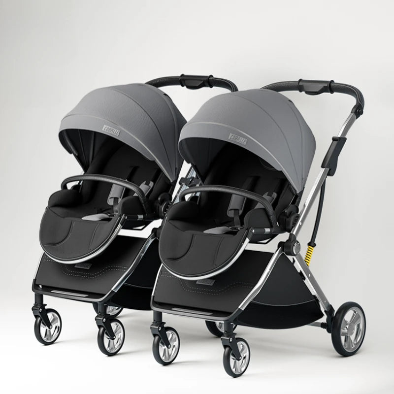 Luxury High-View Detachable Twin Baby Stroller childrensterritory