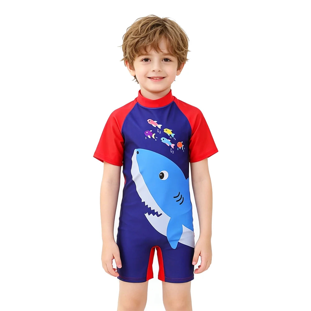 Kids Girls One-Piece Cartoon Print UV Swimsuits
