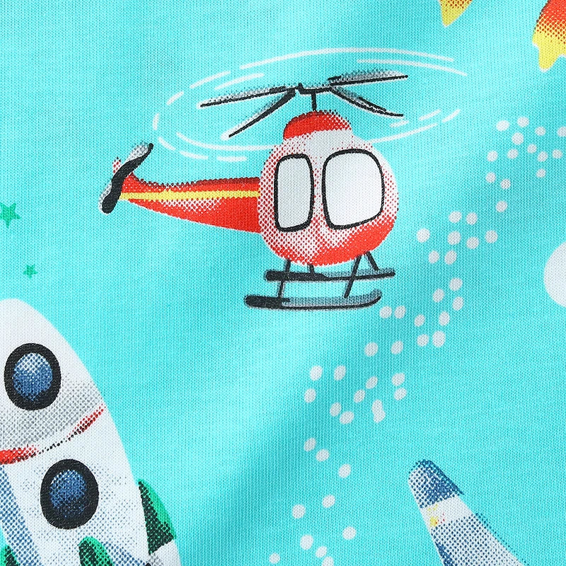 Kids Boys Cartoon Rockets Design Summer T Shirt childrensterritory