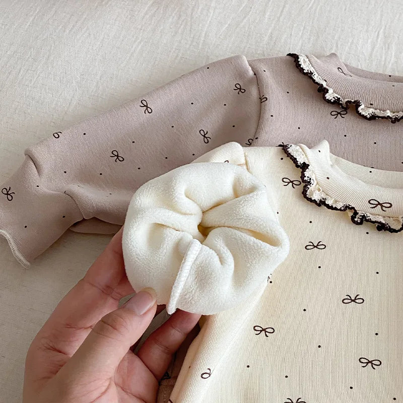 Girls’ Long-Sleeved Collar Design Winter Tops