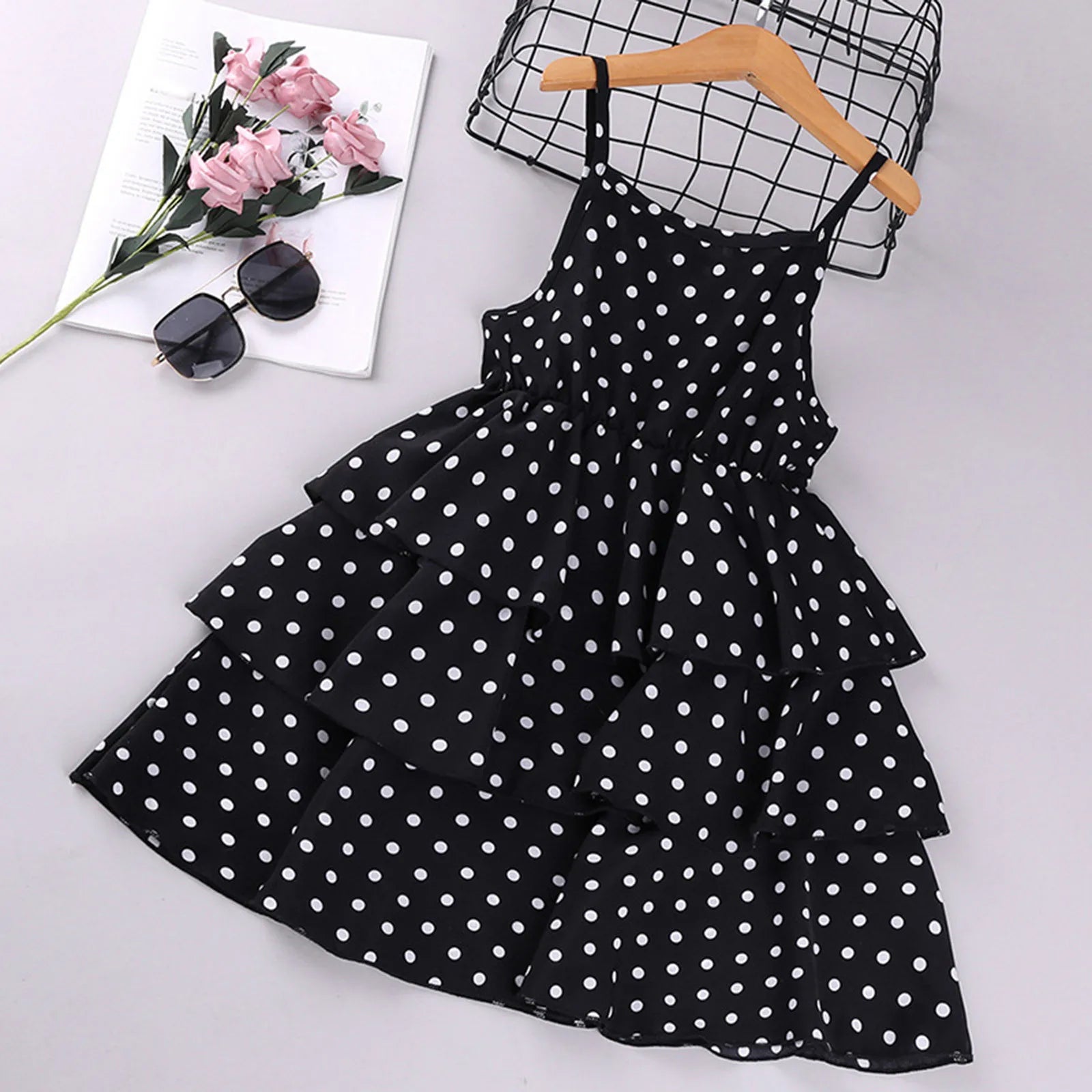 Toddler Girls Hearts Printing Ruffle Summer Dress